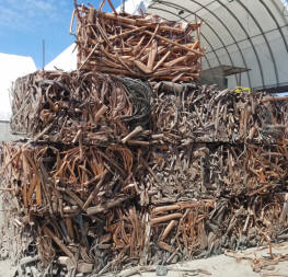 Compressed Copper pipe, baled for recycling
